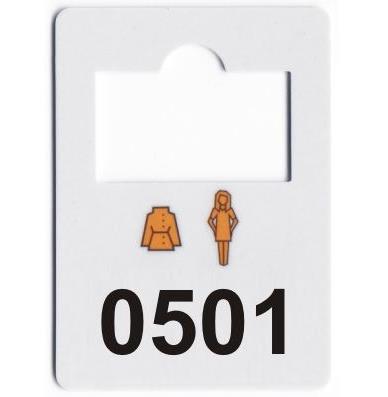 9417866  LMS215 Garderobemerker plast nummerert 501-600 plastmerker med hull til garderobe